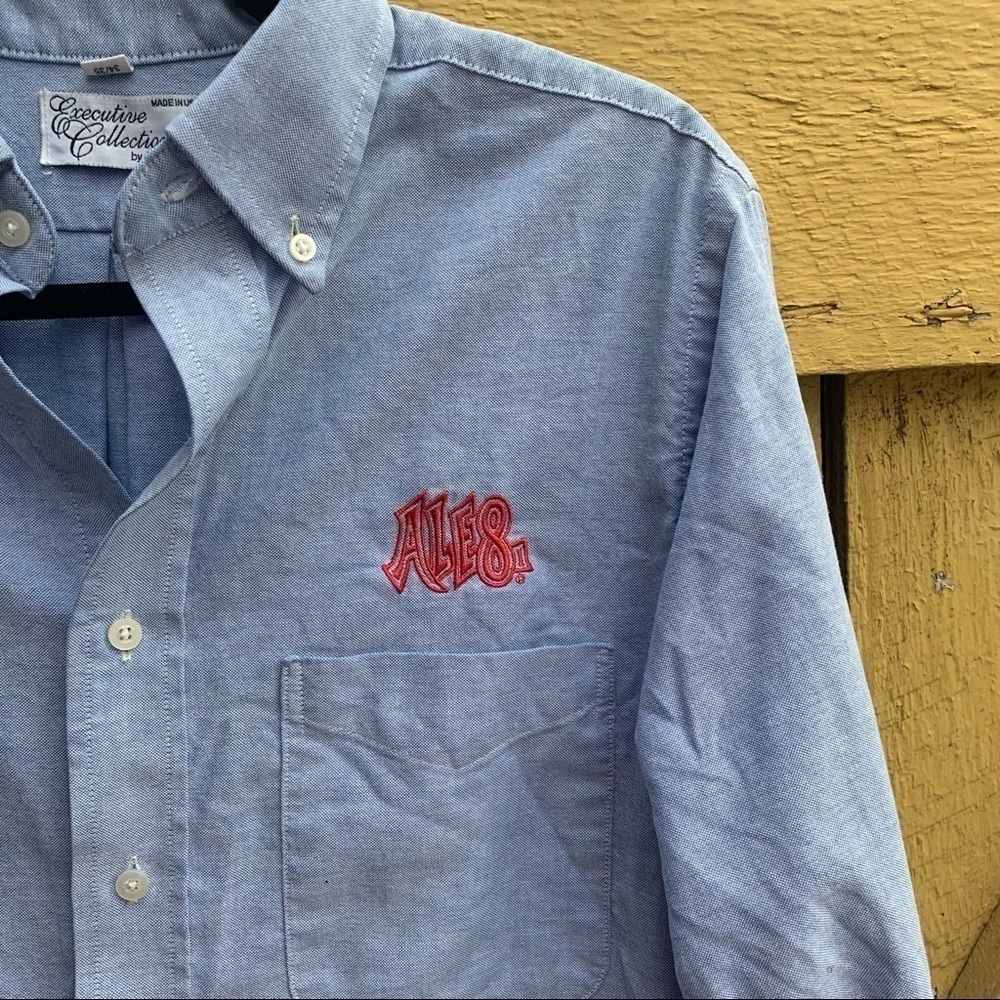 Vintage Ale8 1 Soda Pop Work Shirt Advertising Embroidered Men’s Size 15